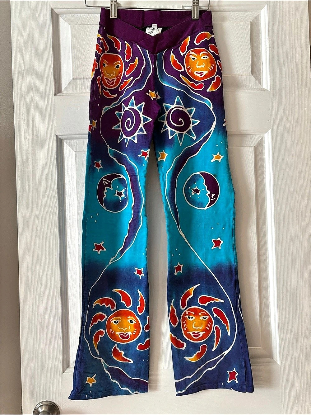 Wide Leg Printed Pants Purple Blue